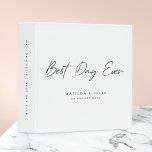 Best Day Ever | Minimalist Clean Simple Wedding 3 Ring Binder<br><div class="desc">Simple, stylish "best day ever" wedding day binder or photo albumn in a modern minimalist design style with a handwritten script typography in classic black and white written in an informal casual style. The text can easily be personalized for a unique one of a kind design for your special day....</div>