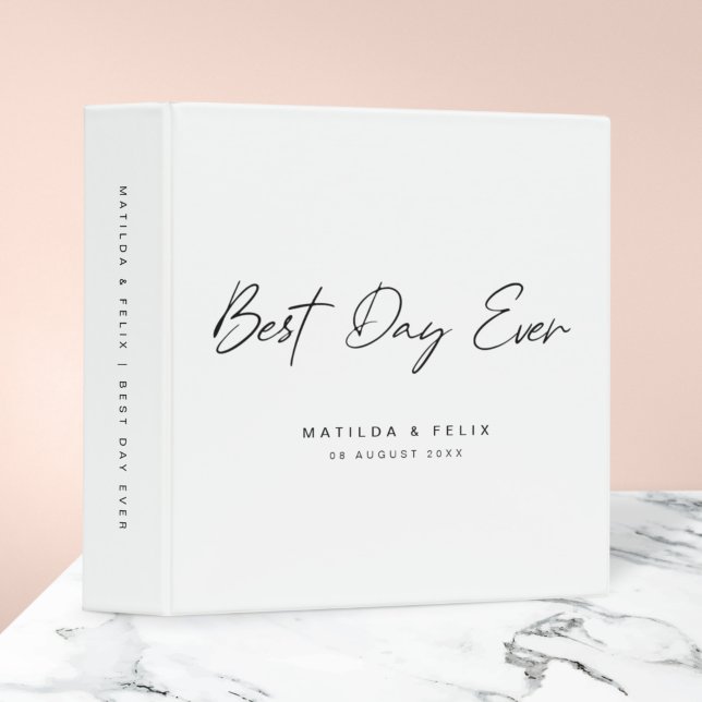 Best Day Ever | Minimalist Clean Simple Wedding 3 Ring Binder (Creator Uploaded)