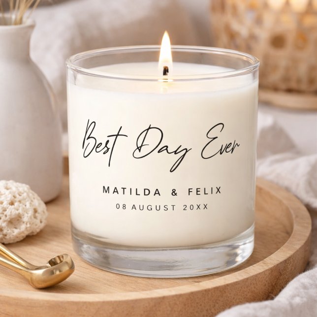 Best Day Ever Minimalist Clean Simple Wedding Day Scented Candle (Creator Uploaded)