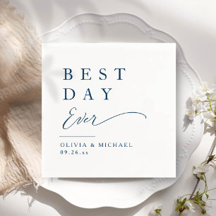 Best Day Ever   Minimalist White Wedding Day Napkins
