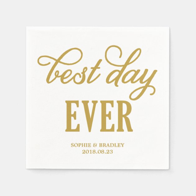 Best Day Ever | Modern Calligraphy Wedding Napkin