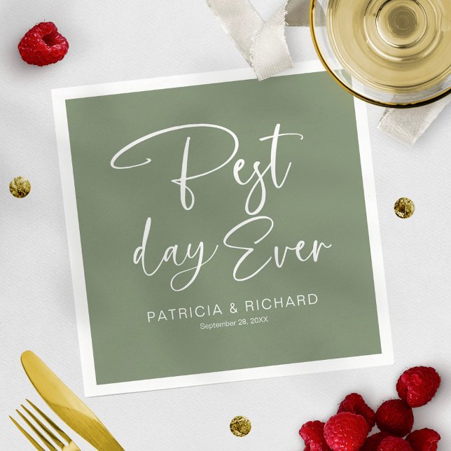 Best Day Ever Modern Calligraphy Wedding  Napkins (Creator Uploaded)