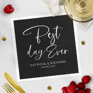 Best Day Ever Modern Calligraphy Wedding  Napkins