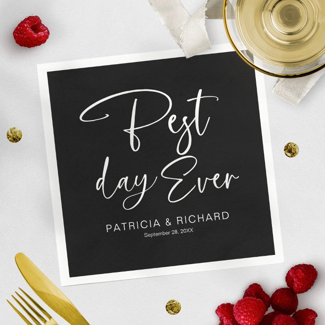 Best Day Ever Modern Calligraphy Wedding  Napkins (Creator Uploaded)