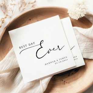 Best Day Ever Modern Elegant Calligraphy Wedding   Napkins