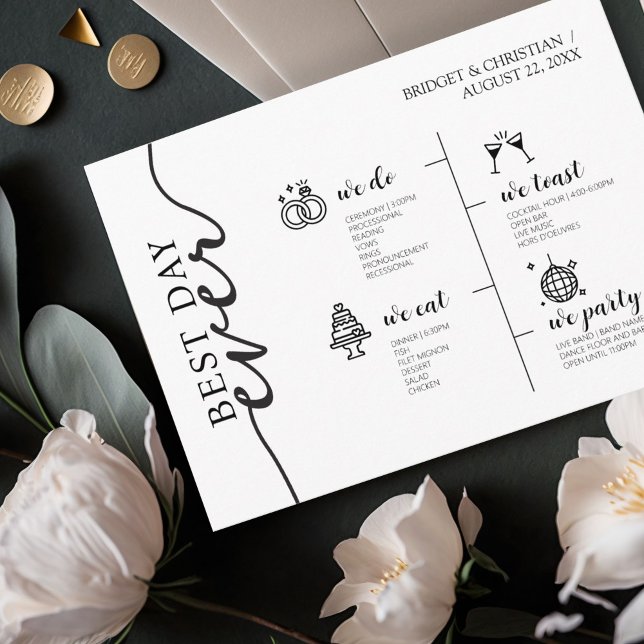 Best day ever modern elegant wedding timeline program (Best day ever modern elegant wedding timeline Program )