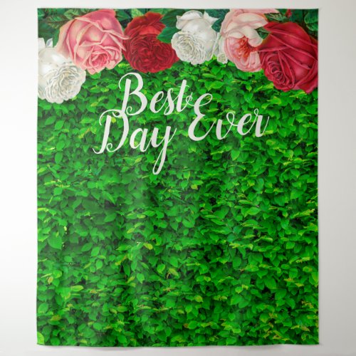 Best Day Ever Modern Floral Wedding Party Backdrop
