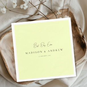 BEST DAY EVER! Modern Minimal Lemon Wedding Napkins