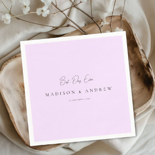 BEST DAY EVER! Modern Minimal Light Purple Wedding Napkins