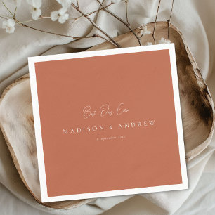 BEST DAY EVER! Modern Minimal  Orange-BrownWedding Napkins