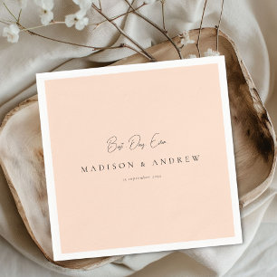 BEST DAY EVER! Modern Minimal Peach Wedding Napkins