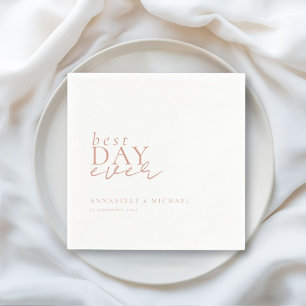 BEST DAY EVER! Modern, Minimal, White, Wedding Napkins