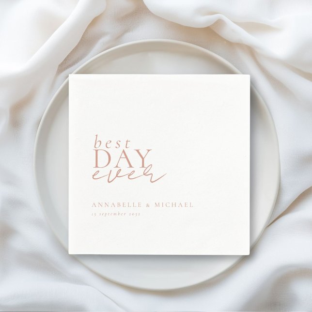 BEST DAY EVER! Modern, Minimal, White, Wedding Napkins (BEST DAY EVER! Modern, Minimal, White, Wedding Napkins with your name and date.)