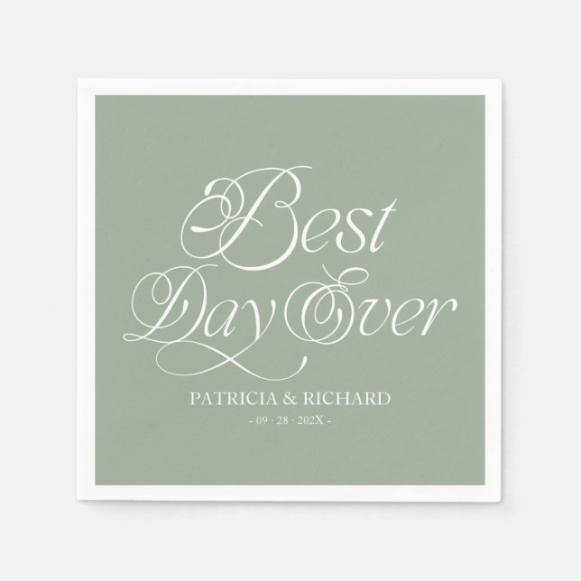 Best Day Ever Modern Minimalist Wedding Napkins (Front)