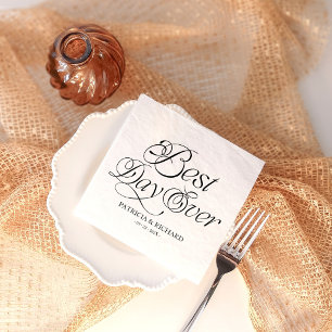 Best Day Ever Modern Minimalist Wedding Napkins
