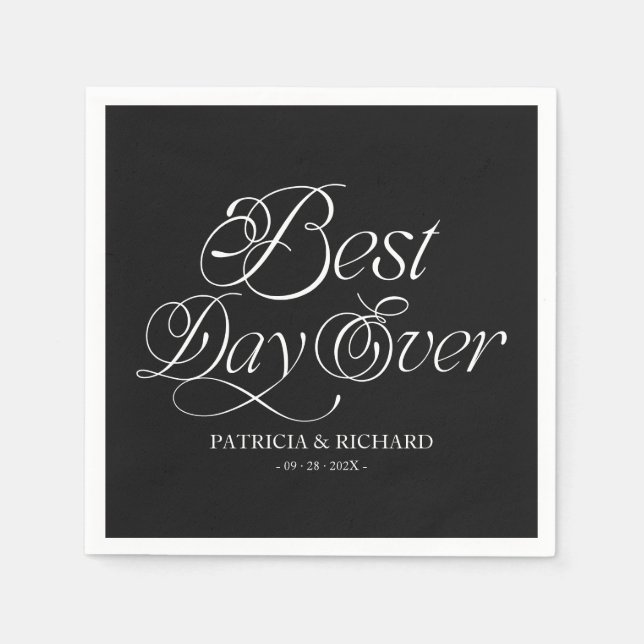Best Day Ever Modern Minimalist Wedding Napkins (Front)