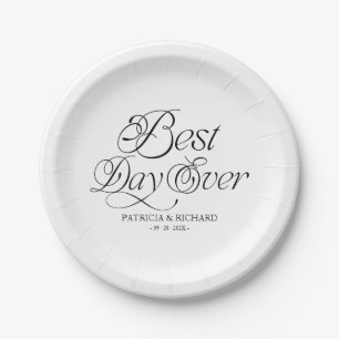 Best Day Ever Modern Minimalist Wedding Paper Plates