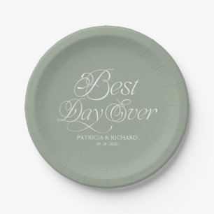 Best Day Ever Modern Minimalist Wedding Paper Plates