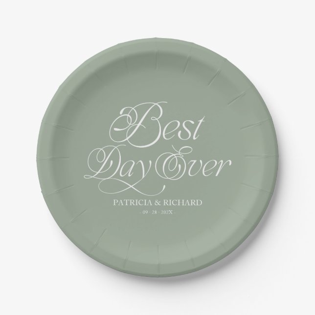 Best Day Ever Modern Minimalist Wedding Paper Plates (Front)