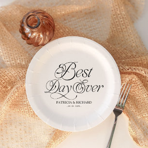 Best Day Ever Modern Minimalist Wedding Paper Plates