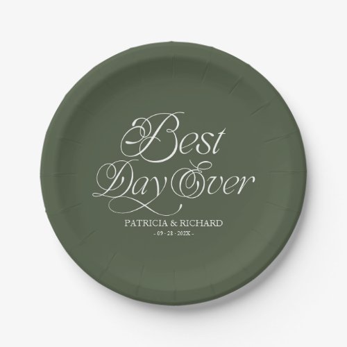 Best Day Ever Modern Minimalist Wedding Paper Plates