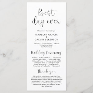 Best day ever, Modern Wedding Ceremony Program