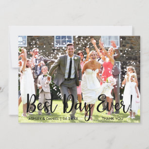 Best Day Ever Modern Wedding Thank You Card