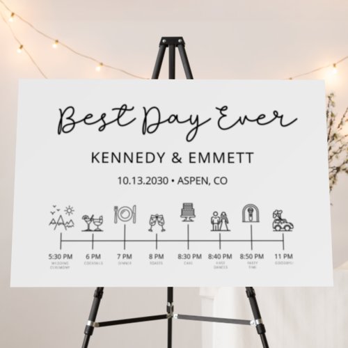 Best Day Ever Mountain Wedding Day Timeline Foam Board