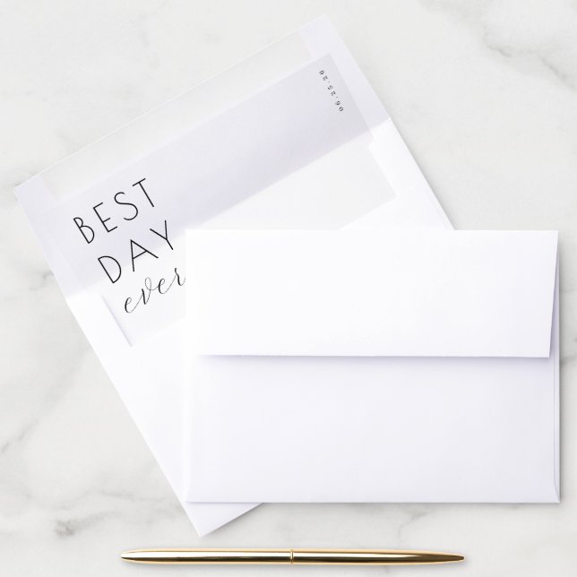 Best Day Ever Optimistic Black Minimalist Envelope Liner (Desk)