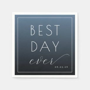 Best Day Ever Optimistic Blue Typographic Napkins
