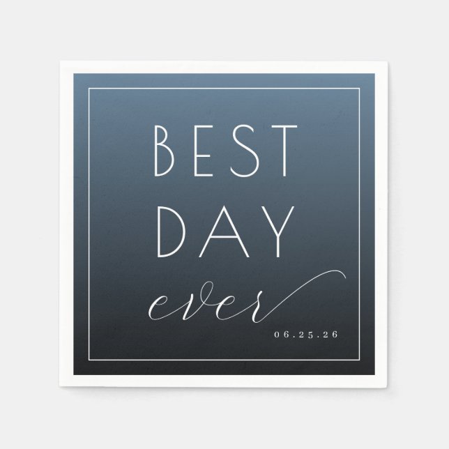 Best Day Ever Optimistic Blue Typographic Napkins (Front)