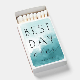 Best Day Ever Optimistic Teal Watercolor Matchboxes