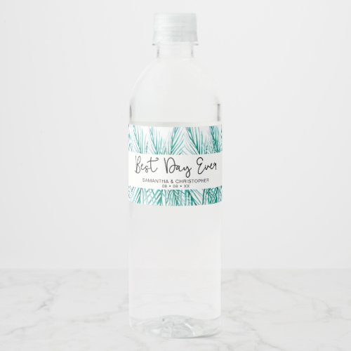 Best Day Ever Personalized Beach Wedding Water Bottle Label