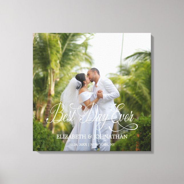 Best Day Ever Personalized Wedding Canvas Print (Front)