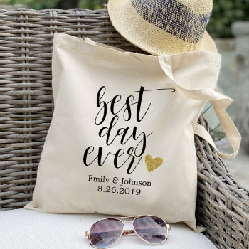 Best Day Ever Personalized Wedding Welcome Gift Tote Bag by Precious_Presents at Zazzle
