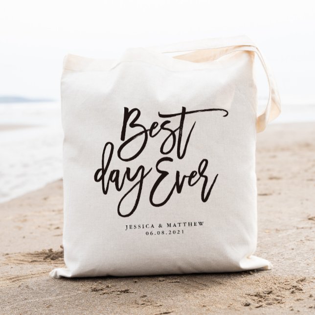 Best day ever Personalized Wedding Welcome Tote Bag (Creator Uploaded)