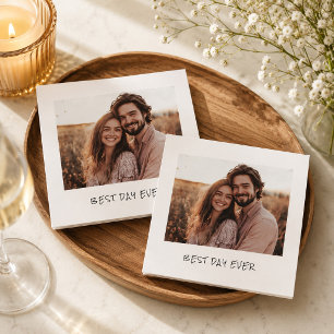Best Day Ever Photo Wedding Personalized Retro Napkins