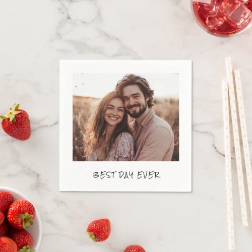Best Day Ever Photo Wedding Personalized Retro Napkins