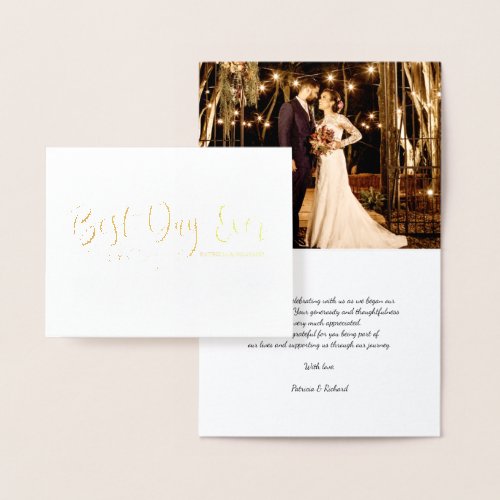 Best Day Ever Photo Wedding Thank You Foil Foil Card