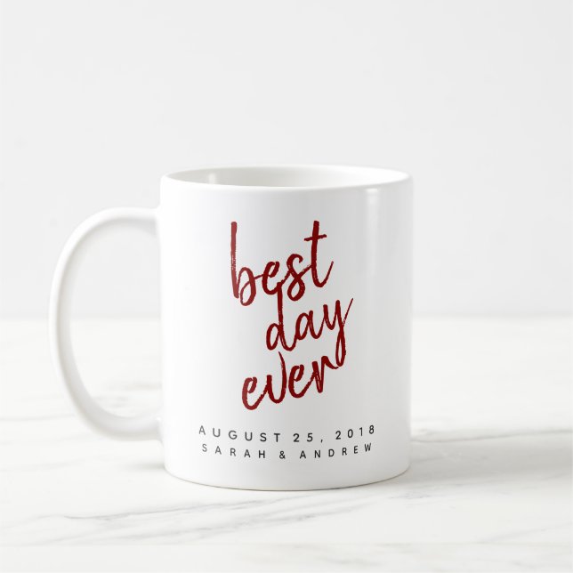Best Day Ever Red Wedding Coffee Mug (Left)