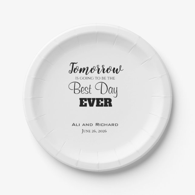 Best Day Ever Rehearsal Dinner Paper Plates (Front)