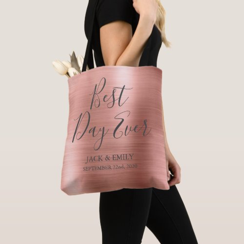 Best Day Ever Rose Gold Blush Pink Tote Bag
