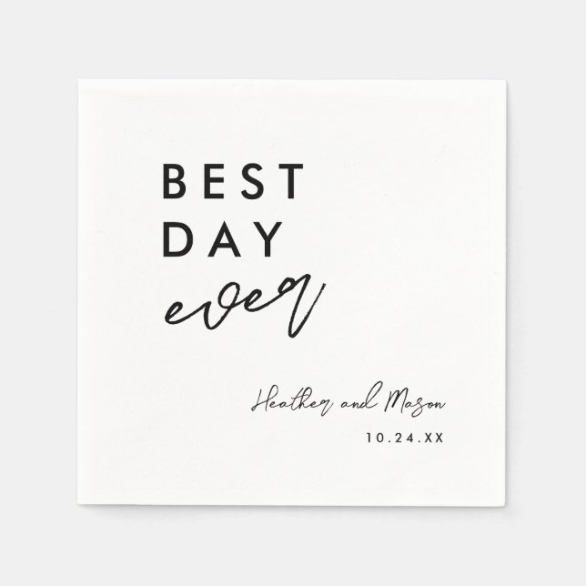 Best Day Ever Rustic Wedding Reception Napkins (Front)