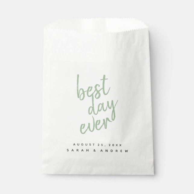 Best Day Ever Sage Green Wedding Favor Bag (Front)