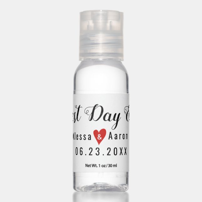 Best Day Ever script calligraphy wedding favor Hand Sanitizer (Front)
