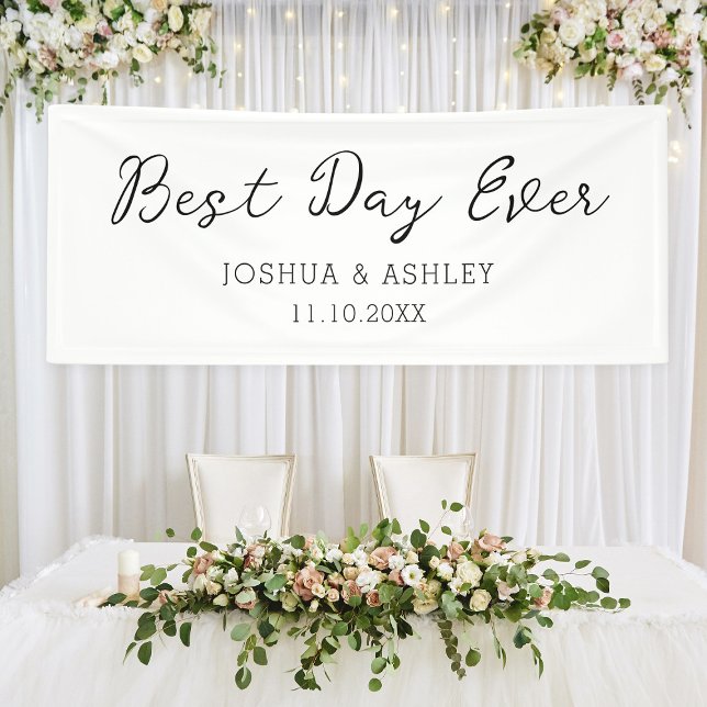 Best Day Ever Script Wedding Reception Welcome Banner (Best Day Ever Script Calligraphy Wedding Welcome Banner
)
