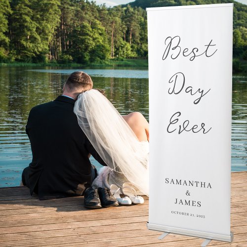 Best Day Ever Script Welcome Wedding Retractable Banner