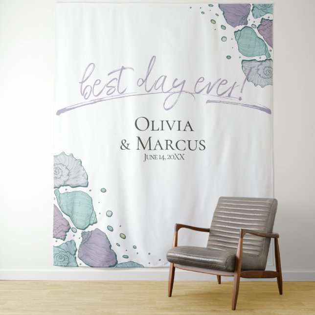 Best Day Ever Seashell Lilac Photo Backdrop (In Situ)