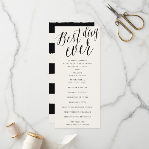 Best Day Ever Simple Script Calligraphy Wedding Program