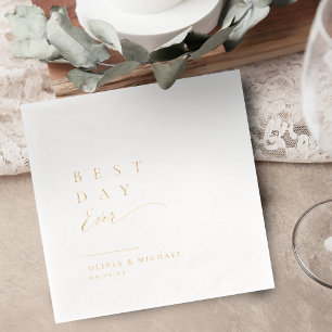 Best Day Ever Simply Typography Modern Wedding Foil Napkins